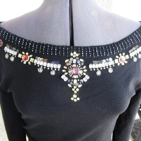WHBM Jewel Bling Boatneck Dressy Sweater S - Picture 4 of 7